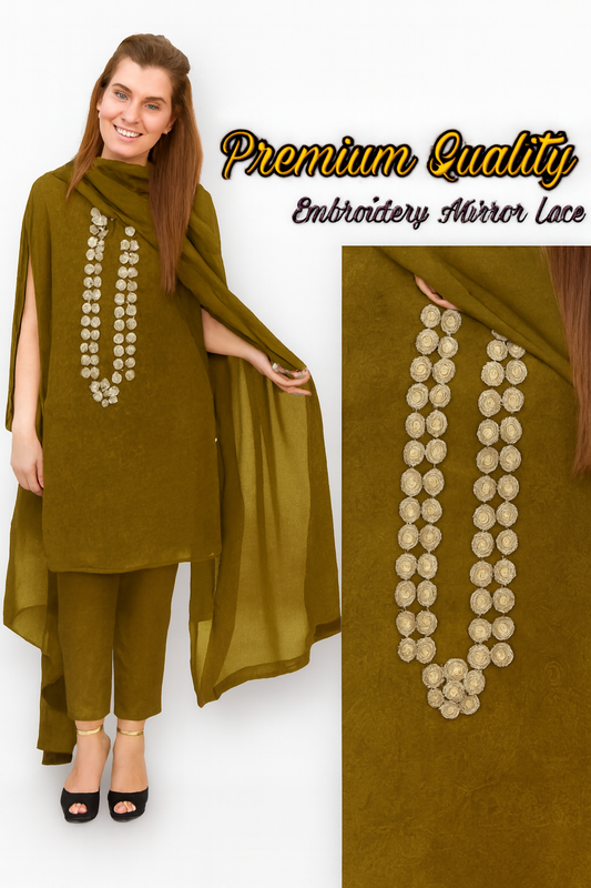 (Mahendi green) Shine velvet for winter Seasons